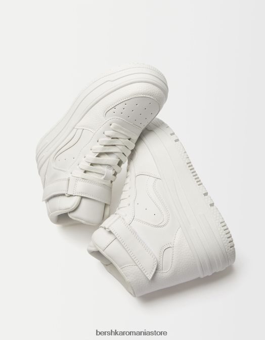Bershka unisex adidași înalți cu curea alb Z86D4193 încălţăminte