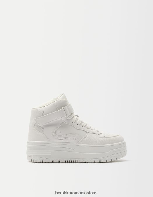 Bershka unisex adidași înalți cu curea alb Z86D4193 încălţăminte