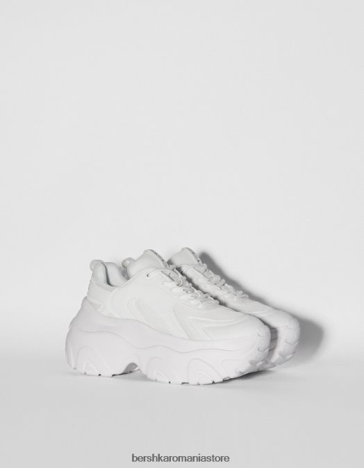 Bershka unisex adidasi cu plasa contrastanta si talpa xl alb Z86D4194 încălţăminte