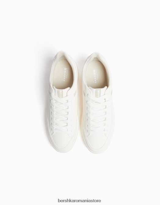 Bershka unisex adidasi cu platforma cu detaliu cusaturi alb Z86D4186 încălţăminte