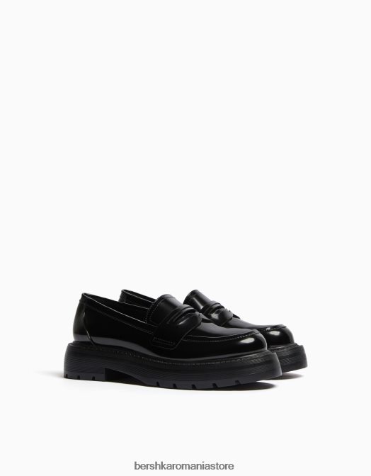 Bershka unisex mocasini cu bareta penny si talpa de cale negru Z86D4198 încălţăminte