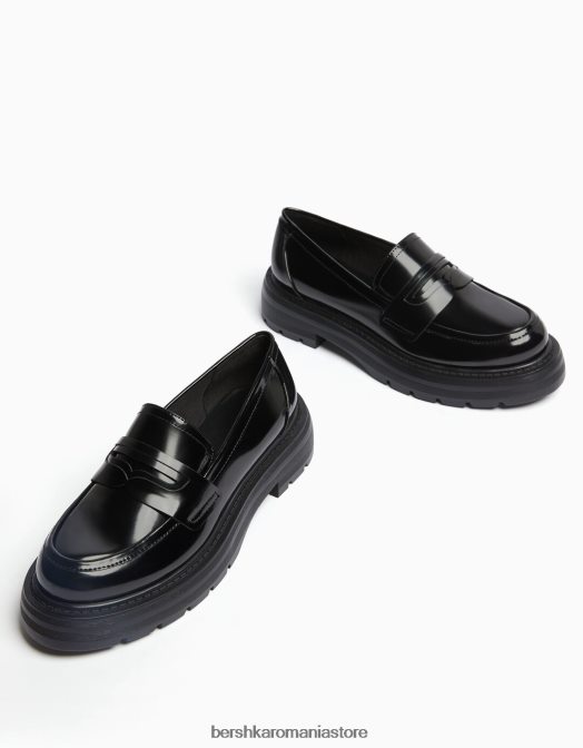 Bershka unisex mocasini cu bareta penny si talpa de cale negru Z86D4198 încălţăminte