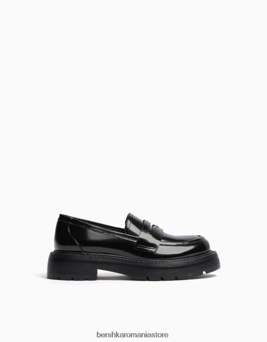 Bershka unisex mocasini cu bareta penny si talpa de cale negru Z86D4198 încălţăminte