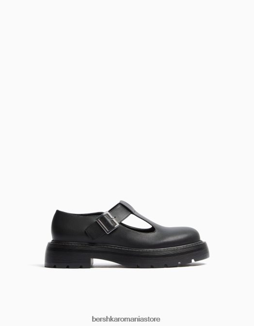 Bershka unisex pantofi Mary Jane plat negru Z86D4165 încălţăminte