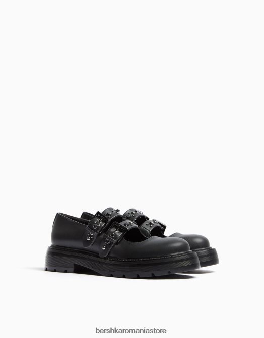 Bershka unisex pantofi Mary Jane plat negru Z86D4166 încălţăminte