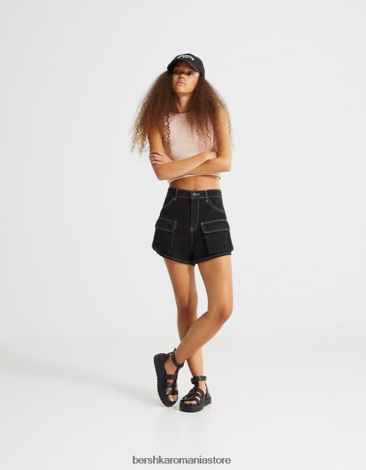 Bershka unisex sandale cu cușcă plate negru Z86D4168 încălţăminte