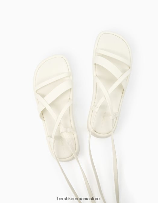 Bershka unisex sandale cu platforma plate cu bareta la glezna alb Z86D4172 încălţăminte