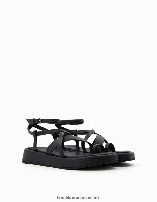 Bershka unisex sandale plate mini cu platformă cu bareta la gleznă negru Z86D4171 încălţăminte