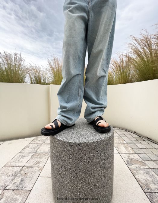 Bershka unisex sandale plate mini cu platformă cu bareta la gleznă negru Z86D4171 încălţăminte